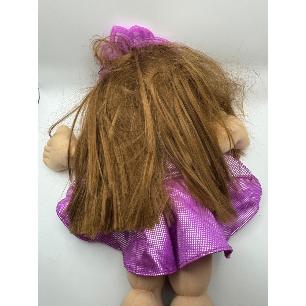 Vintage Cabbage Patch Kid Doll Purple Sparkle Dress Blue Eye Brown Hair Princes - Picture 5 of 9